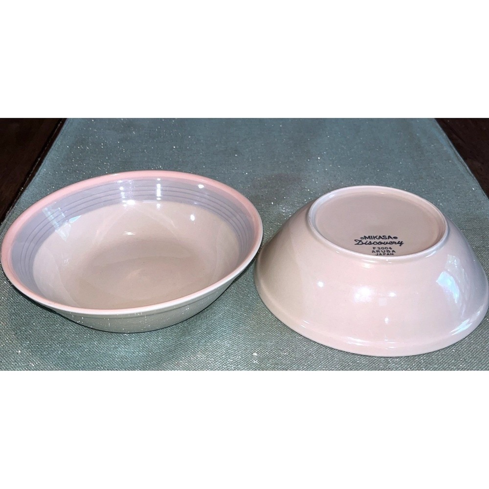 Mikasa Discovery ARUBA Pink Blue Set of 2  Bowls Ben Siebel P3004 6.5"